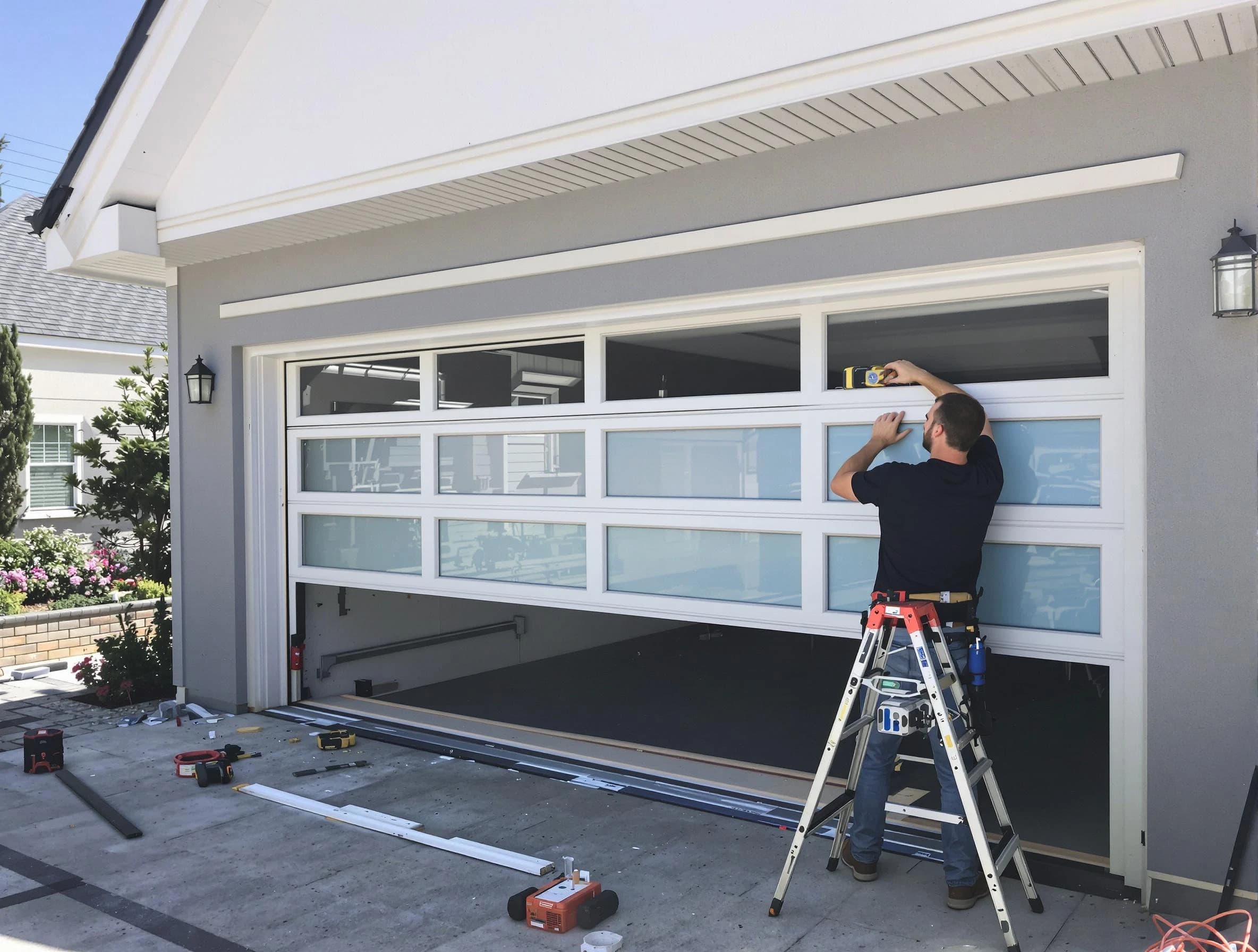 Vinings Garage Door Repair team performing garage door replacement in Vinings