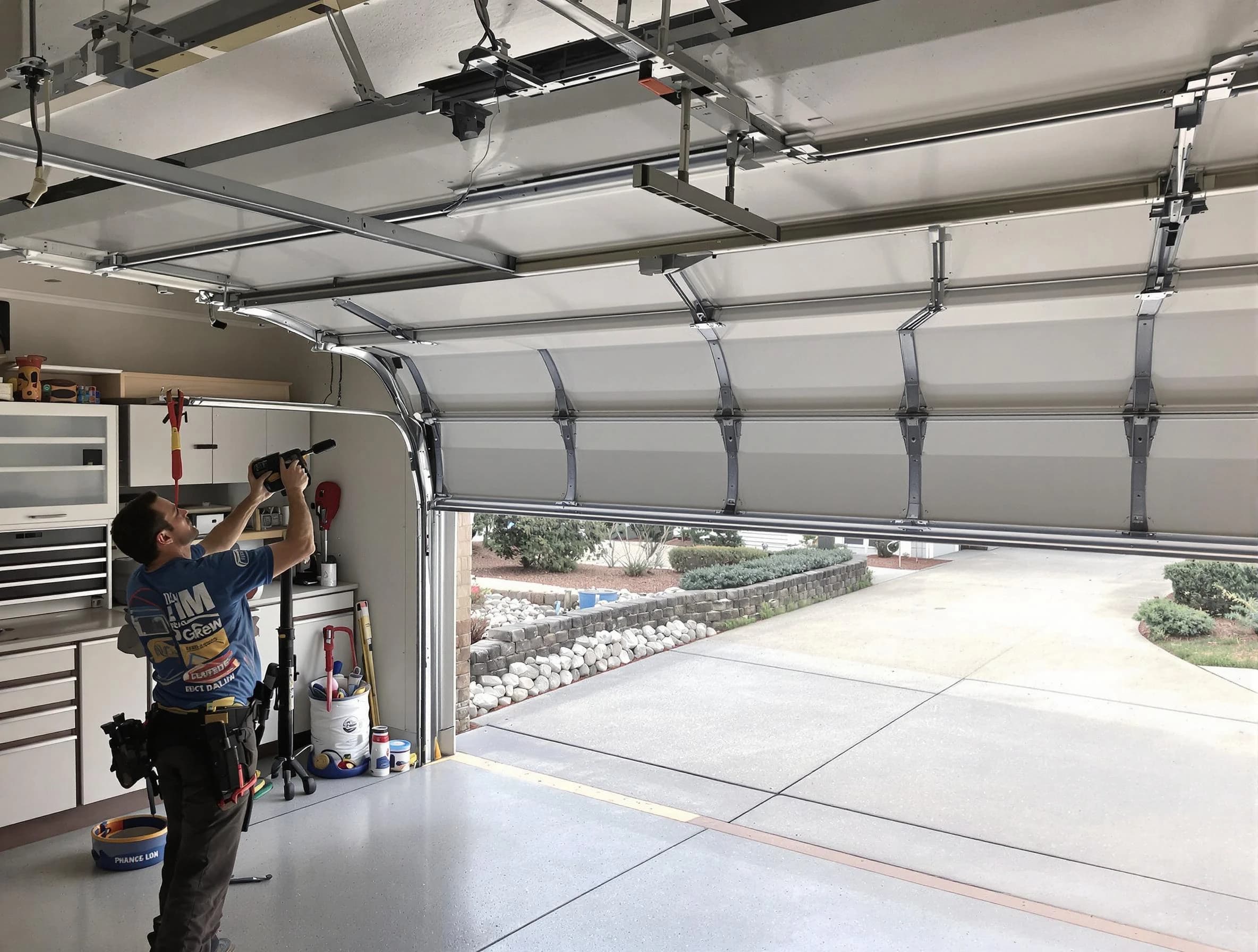 Garage door track repair service by Vinings Garage Door Repair in Vinings
