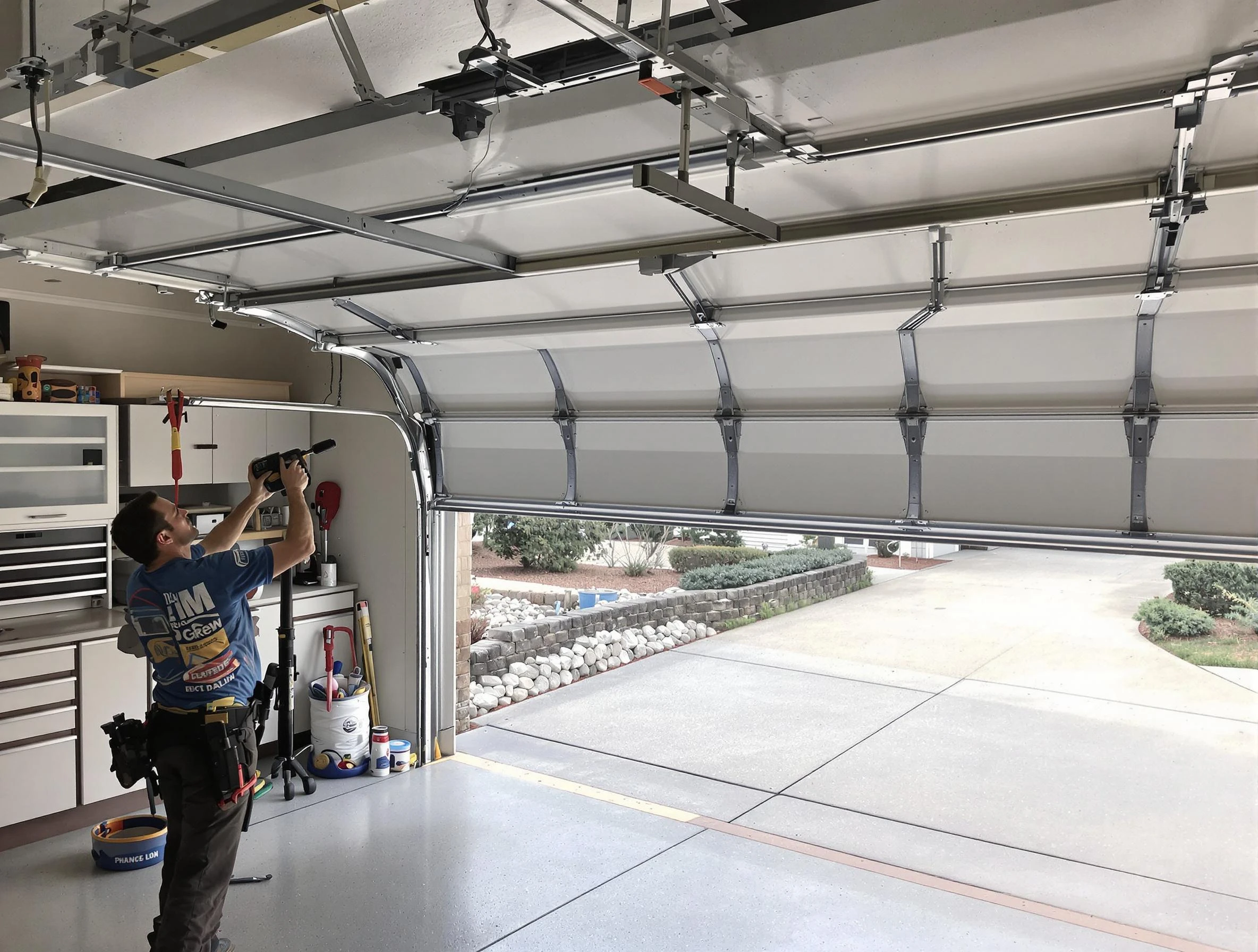 Garage door track repair service by Vinings Garage Door Repair in Vinings